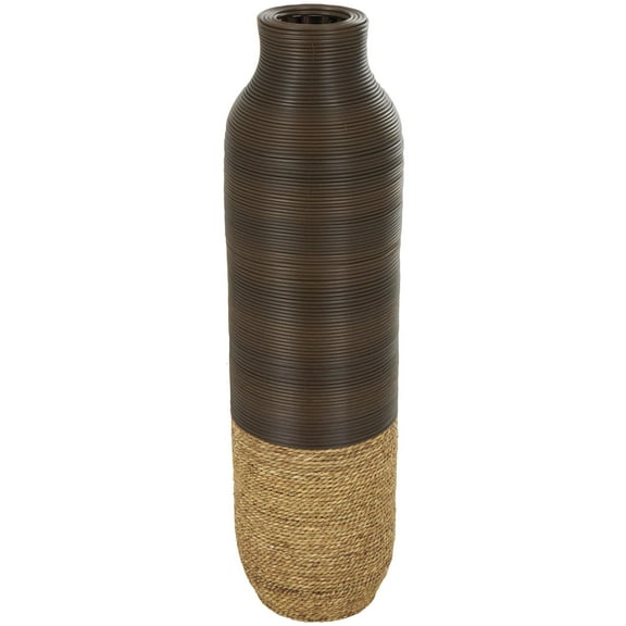 DecMode 32" Handmade Dark Brown Seagrass Vase