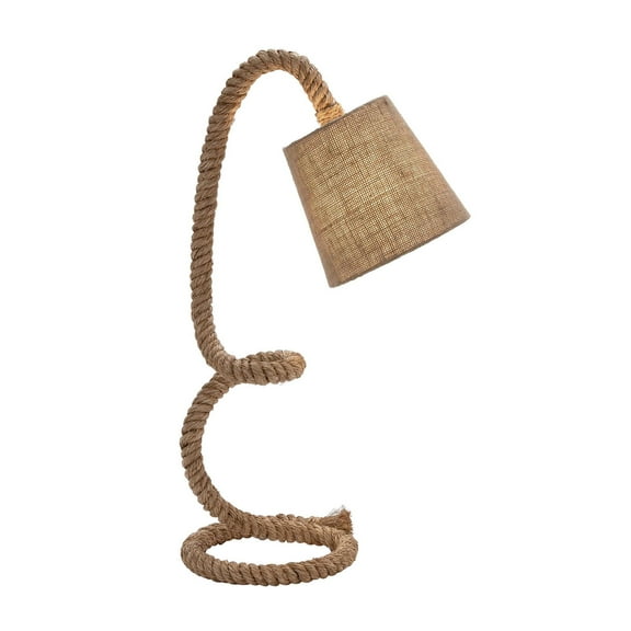 DecMode 32" Handmade Rope Styled Brown Desk Lamp with Brown Fabric Shade