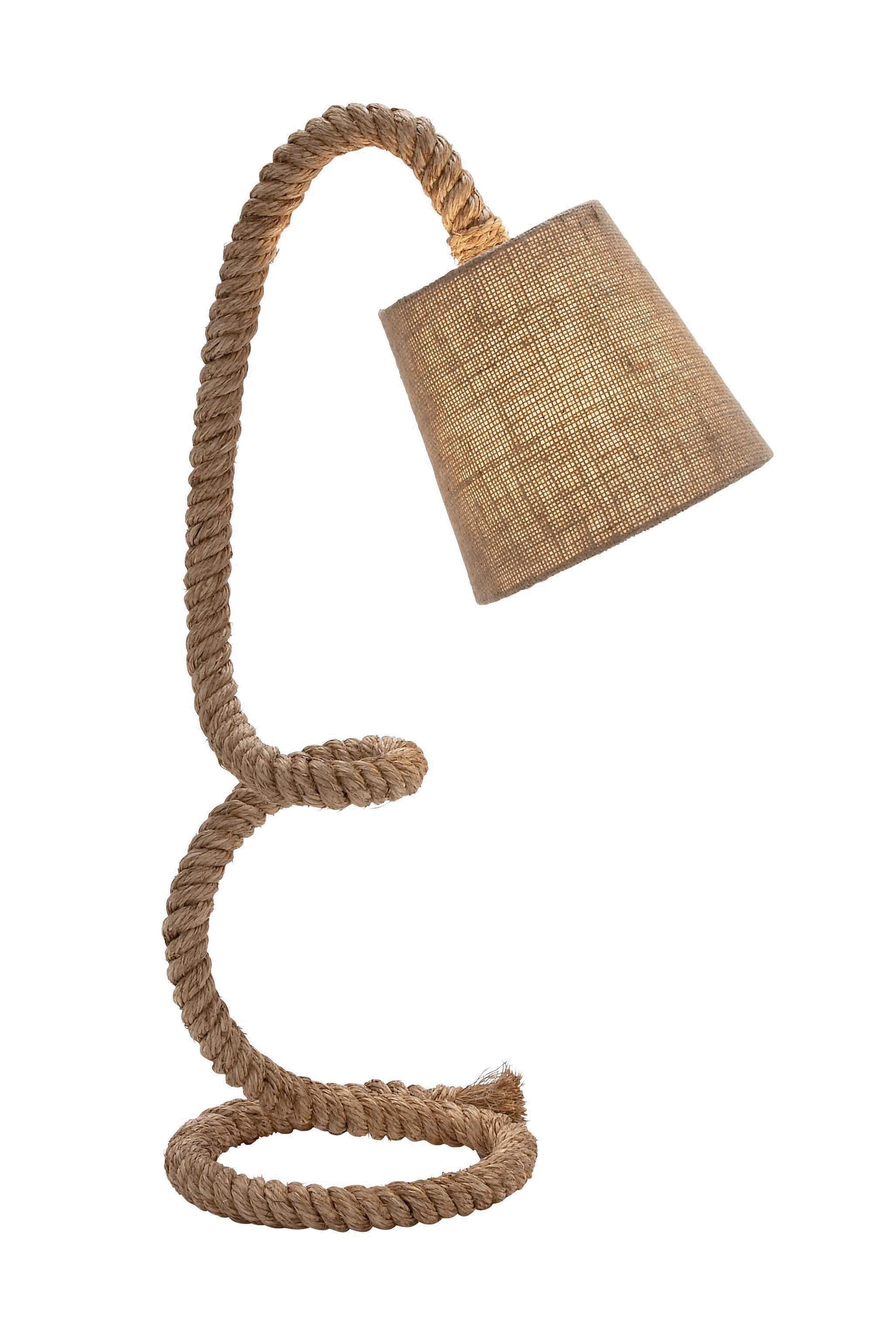 Brown Jute Rope Styled Abstract Desk Lamp with Empire Shade
