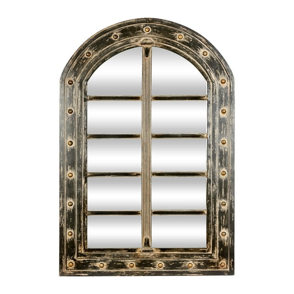 DecMode 32"W, 48"H Arch Wall Mirror, Brown
