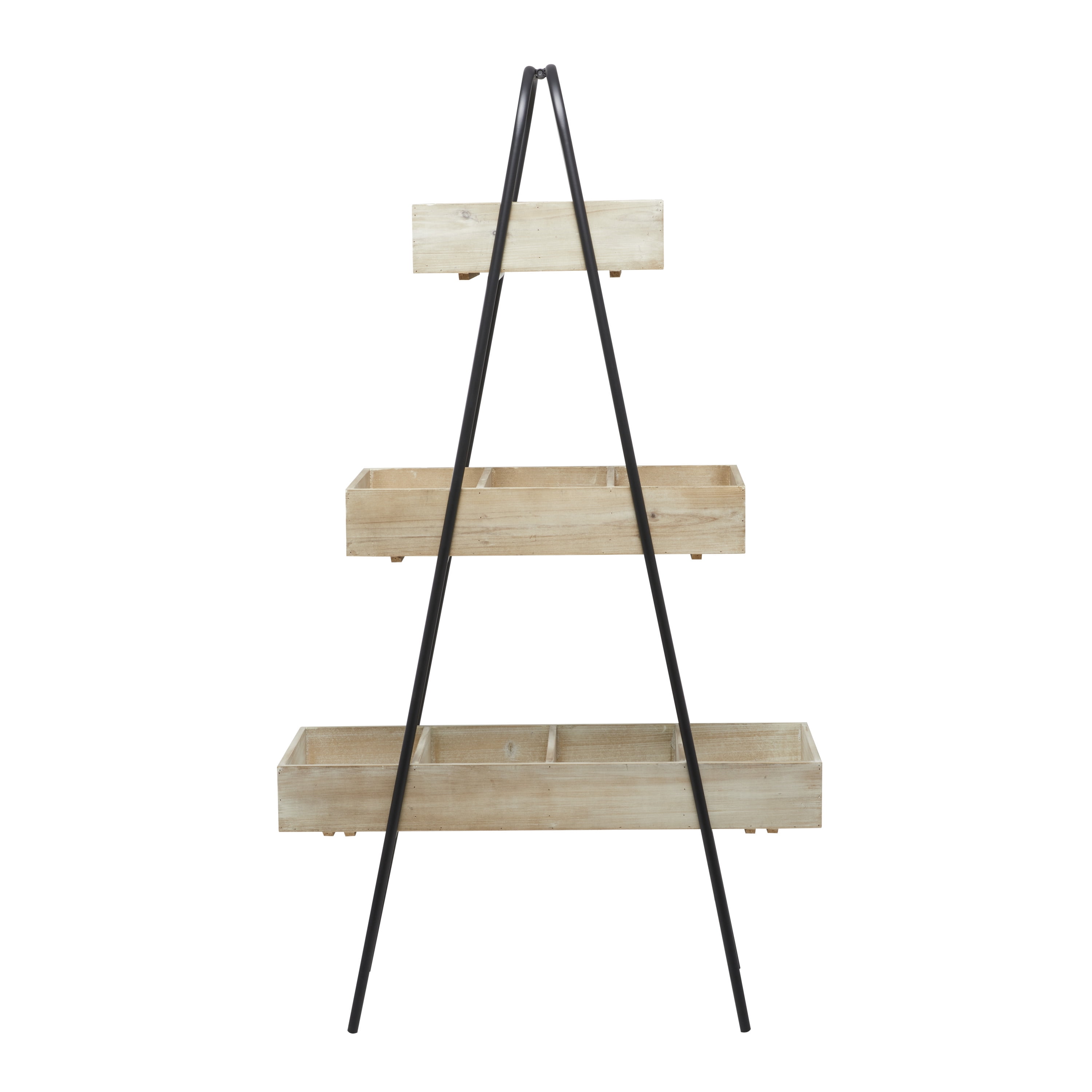 DecMode 32" x 13" x 56" 3 Tier Brown Wood Indoor Outdoor Plantstand