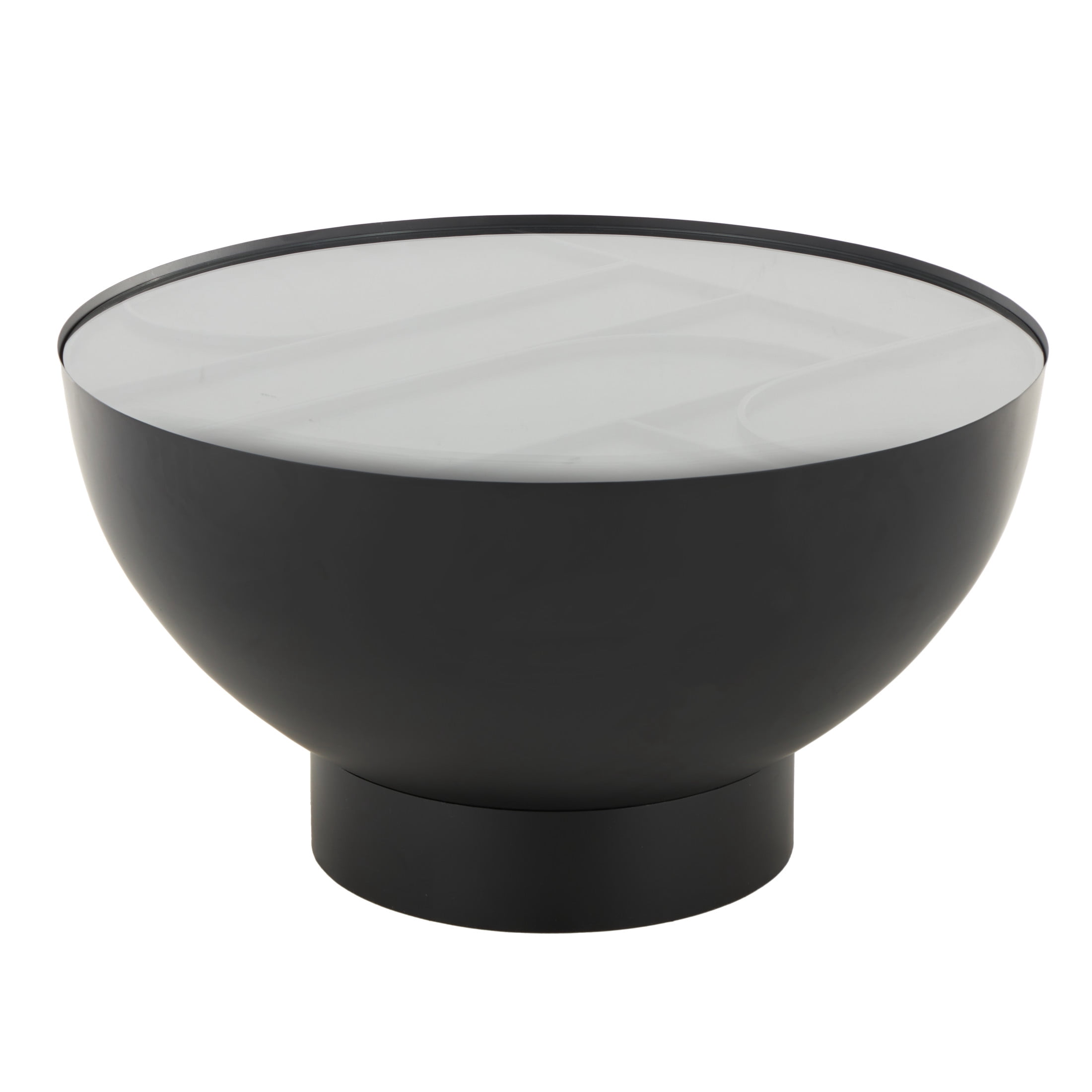 DecMode 32" x 18" Black Metal Geometric Coffee Table with Glass Tabletop and Elevated Base, 1-Piece