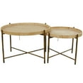 thumbnail image 1 of DecMode 20", 18"H Brown Rattan Nesting Coffee Table with Metal Bamboo Inspired Legs, 2-Pieces, 1 of 11