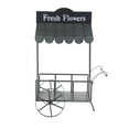 thumbnail image 1 of DecMode 32" x 21" x 44" Black Metal Flower Cart Plantstand, 1 of 15