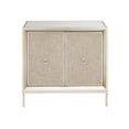 thumbnail image 1 of DecMode 32" x 32" Beige Wooden Upholstered Front Panel 2 Door Cabinet with Mirrored Top and Ring Handles, 1-Piece, 1 of 12