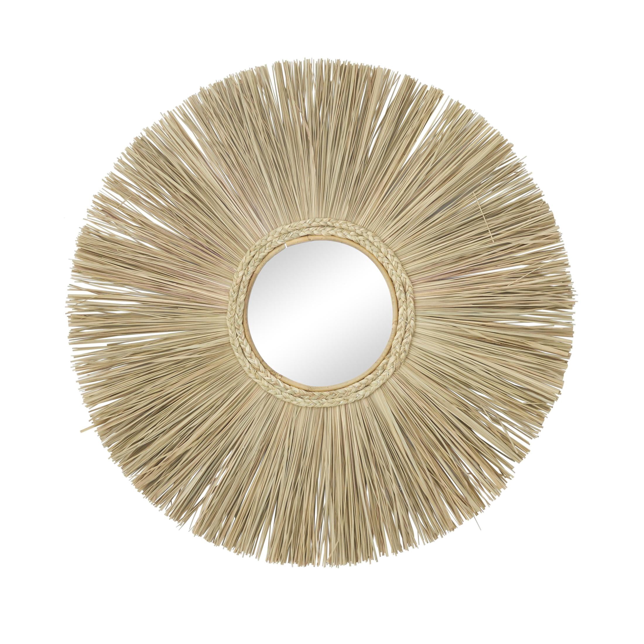 DecMode 32" x 32" Brown Starburst Wall Mirror