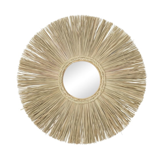 DecMode 32" x 32" Brown Starburst Wall Mirror