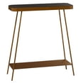 thumbnail image 1 of DecMode 32" x 32" Gold Metal 1 Shelf Console Table with Shaded Glass Top, 1-Piece, 1 of 8