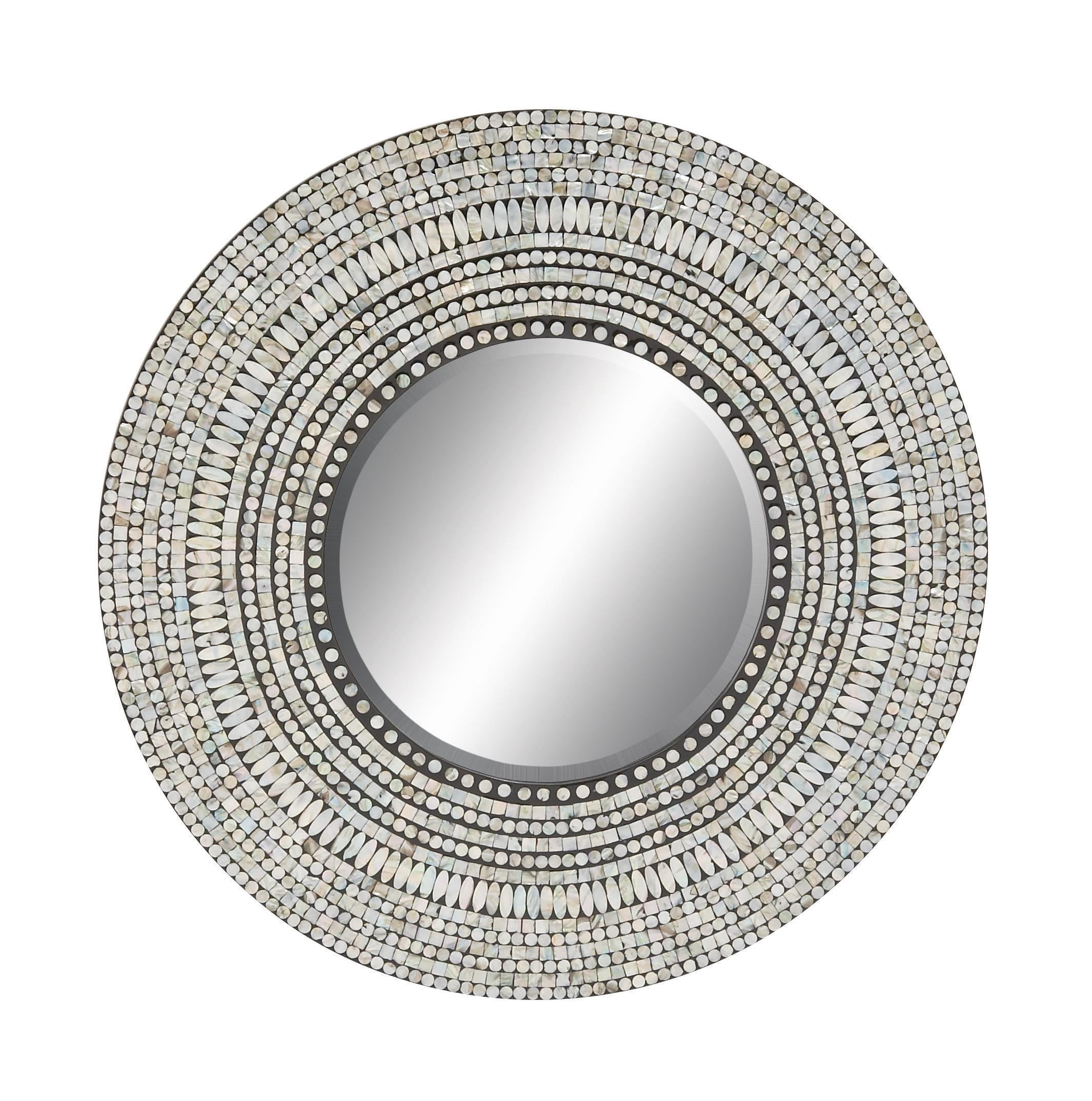 Coastal Charm Full-Length Oval Wood & Shell Wall Mirror