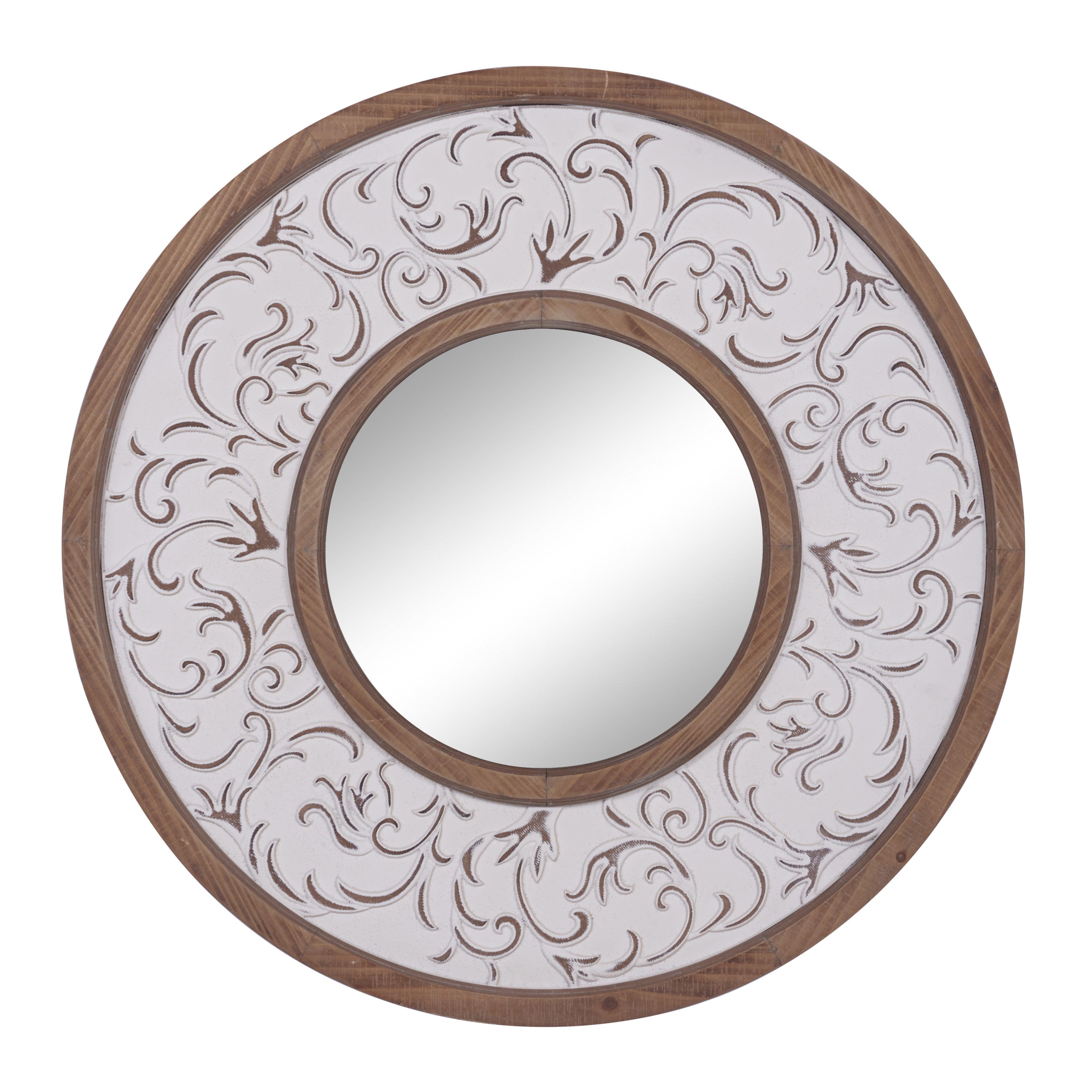 Elegant Full-Length Rectangular Wood Mirror with Silver Accents