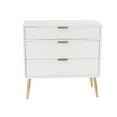 thumbnail image 1 of DecMode 32" x 32" White Wooden Geometric 3 Drawer Chest with Gold Metal Legs, 1-Piece, 1 of 15