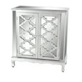 thumbnail image 1 of DecMode 32" x 34" Silver Wood Mirrored 1 Shelf and 2 Doors Geometric Cabinet, 1-Piece, 1 of 11
