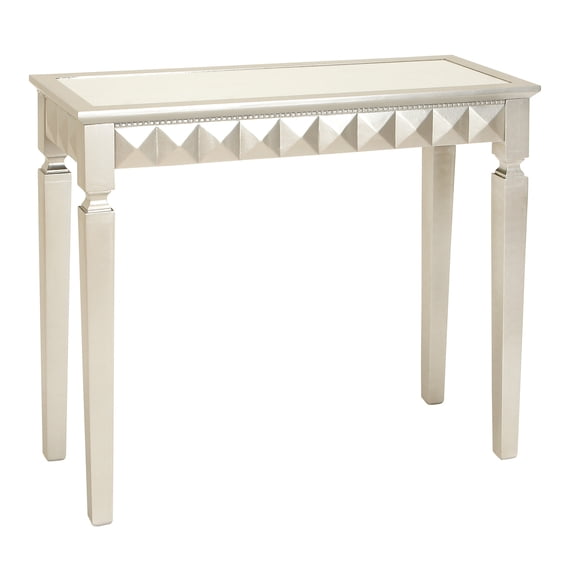 DecMode 32" x 37" White Wood Glam Console Table