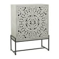 thumbnail image 1 of DecMode 32" x 42" Gray Wood Intricately Carved 1 Shelf and 2 Doors Floral Cabinet, 1-Piece, 1 of 9