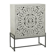 Distressed Natural Wood 3-Drawer 28.2" H White Floral