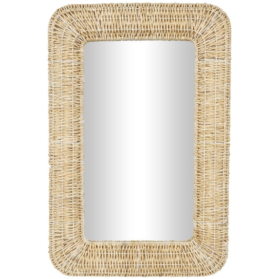 DecMode 32" x 47" Brown Handmade Woven Wall Mirror