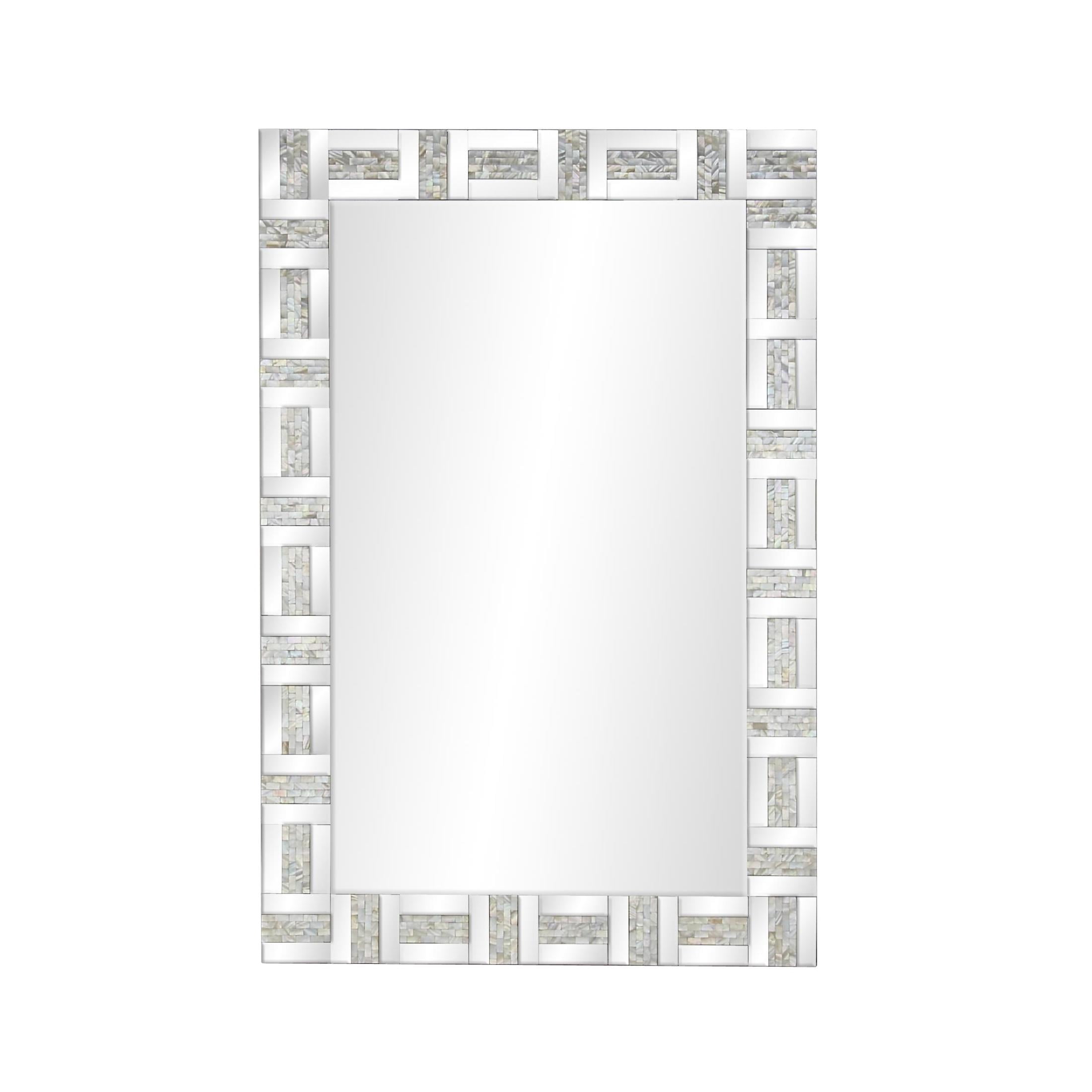 DecMode 32" x 47" Silver Geometric Wall Mirror