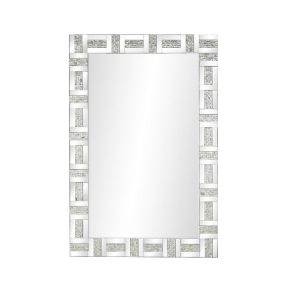 DecMode 32" x 47" Silver Geometric Wall Mirror