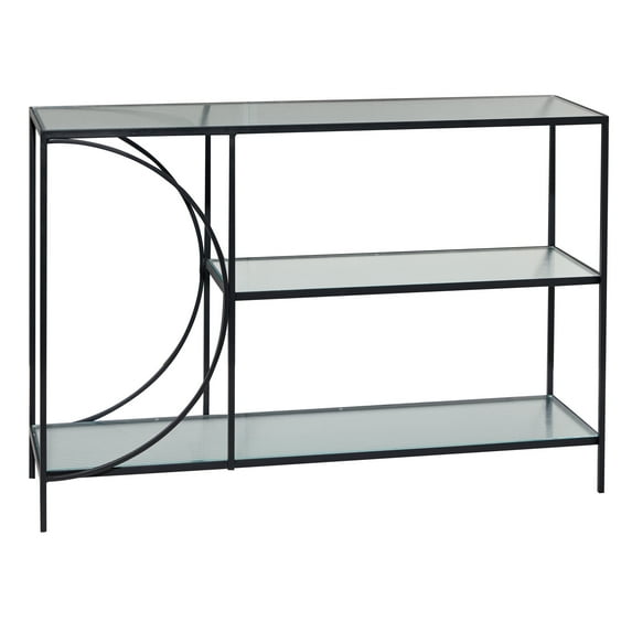 DecMode 32" x 48" Black Metal Industrial Console Table