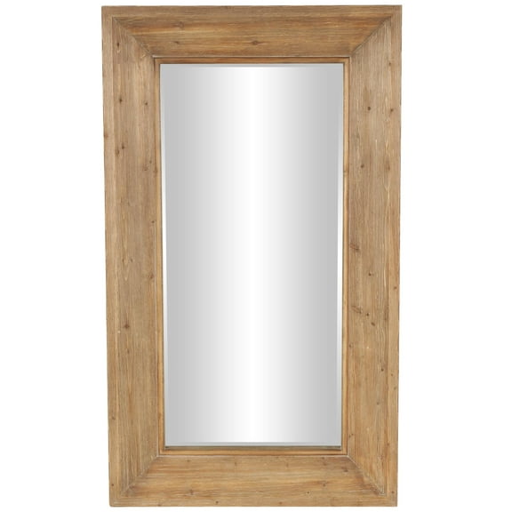 DecMode 32" x 55" Brown Wood Floor Mirror with Natural Wood Grains