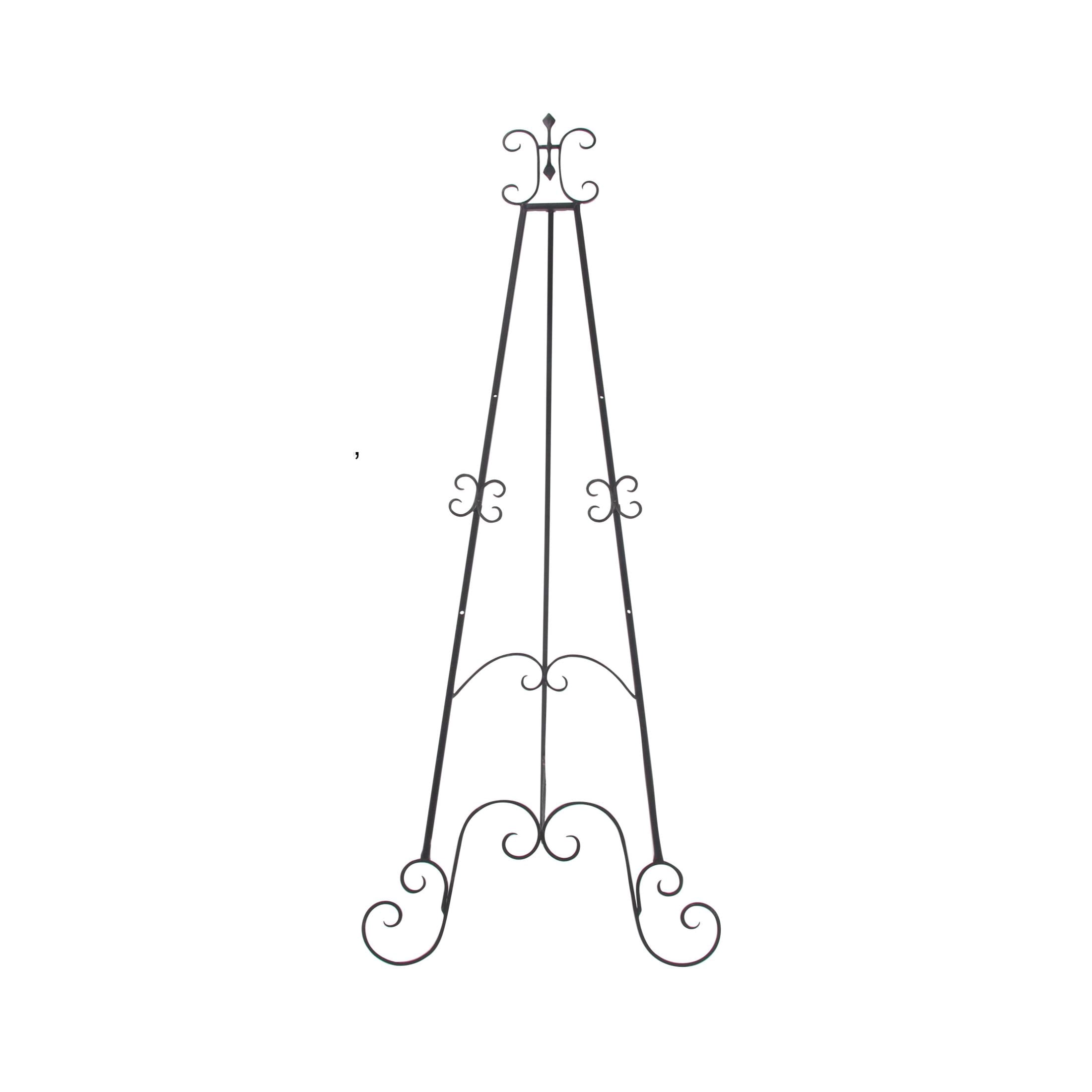 DecMode 25" x 70" Black Metal Tall Adjustable Floor 3 Tier Scroll Easel, 1-Piece