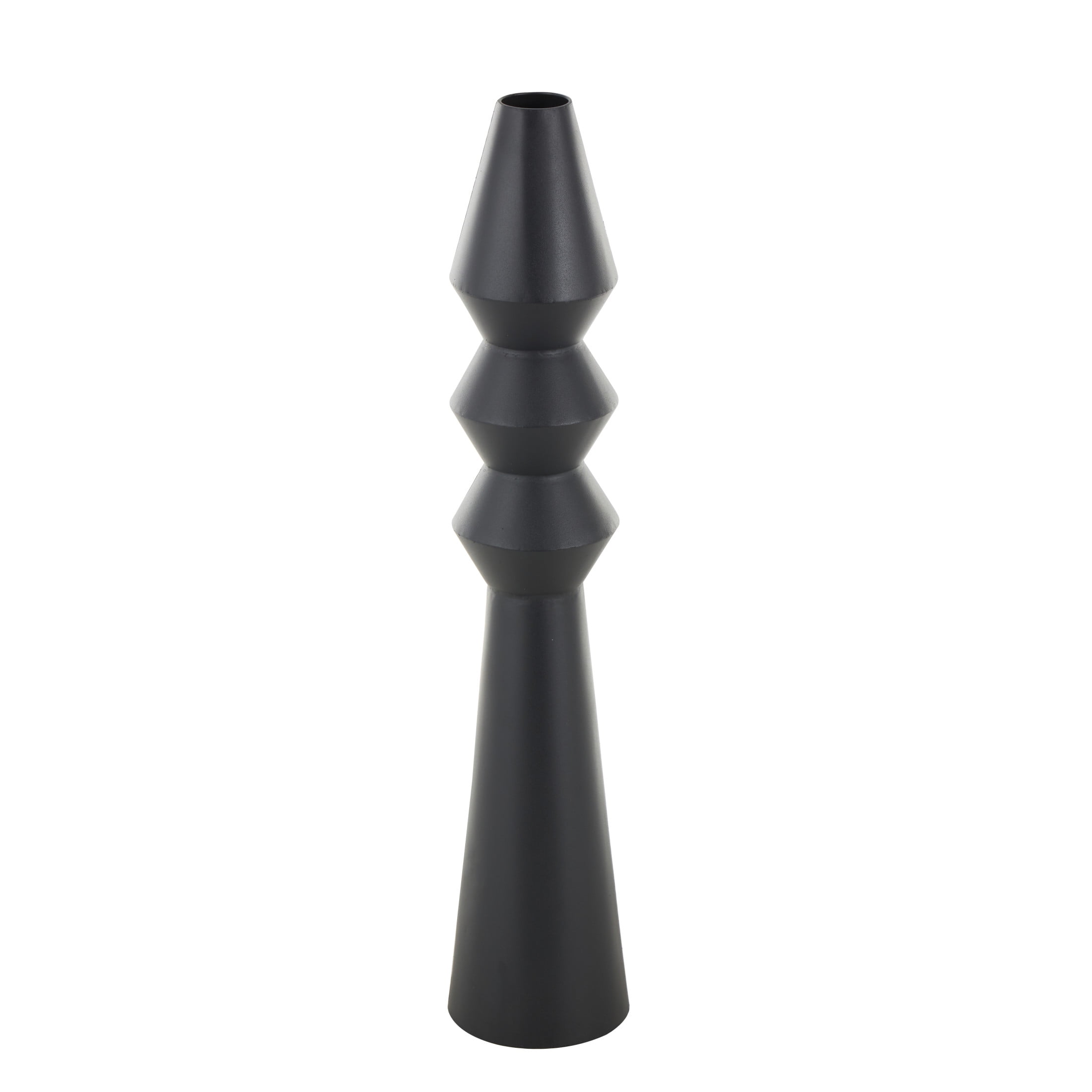 DecMode 33" Art Deco Fluted Black Metal Vase