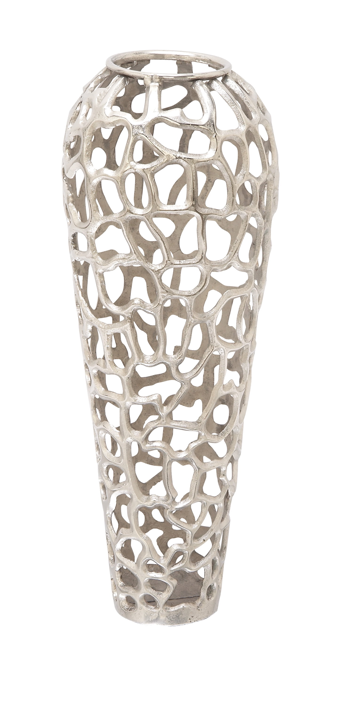 Elegant Silver Coral Aluminum Floor Vase 12" x 33"