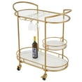 DecMode 33"H x 31"W Gold Metal 3-Tier Contemporary Bar Cart with Arched ...