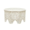 thumbnail image 1 of DecMode 33" x 18" White Wood Handmade Intricately Carved Floral Coffee Table, 1-Piece, 1 of 15