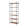 thumbnail image 1 of DecMode 33" x 87" Brown Wood Rectangular 6-Tier Shelving Unit with Black Metal Ladder Frames, 1-Piece, 1 of 9