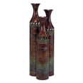 thumbnail image 1 of DecMode 34", 31", 28"H Tall Ombre Bronze Metal Vase with Laser Cut Antefix Design, Set of 3, 1 of 15