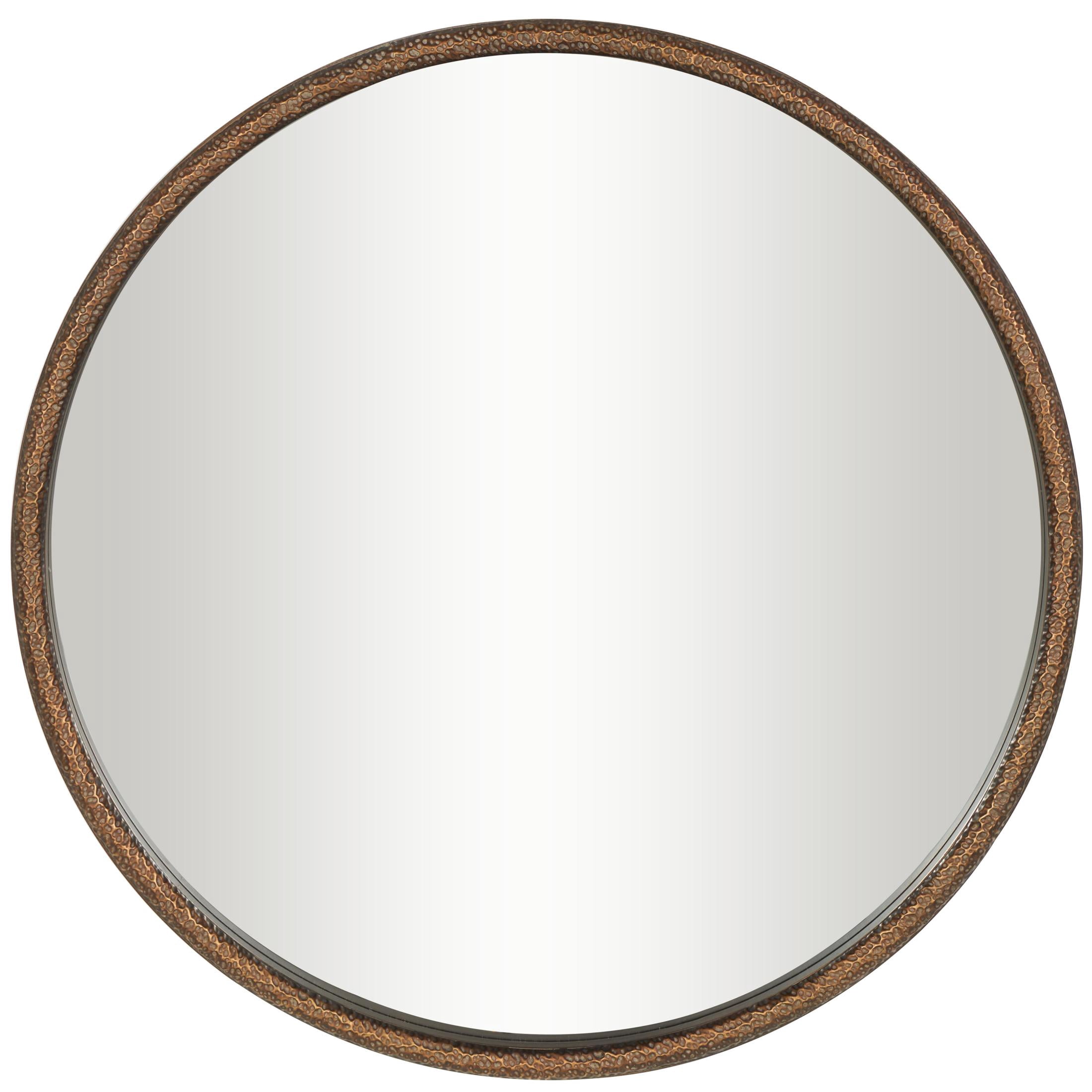 DecMode 34" x 34" Copper Weathered Spotted Wall Mirror with Hammered Texture