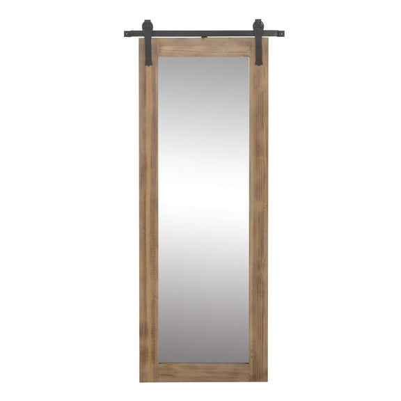 DecMode 34" x 71" Brown Wall Mirror with Black Metal Hanging Rod