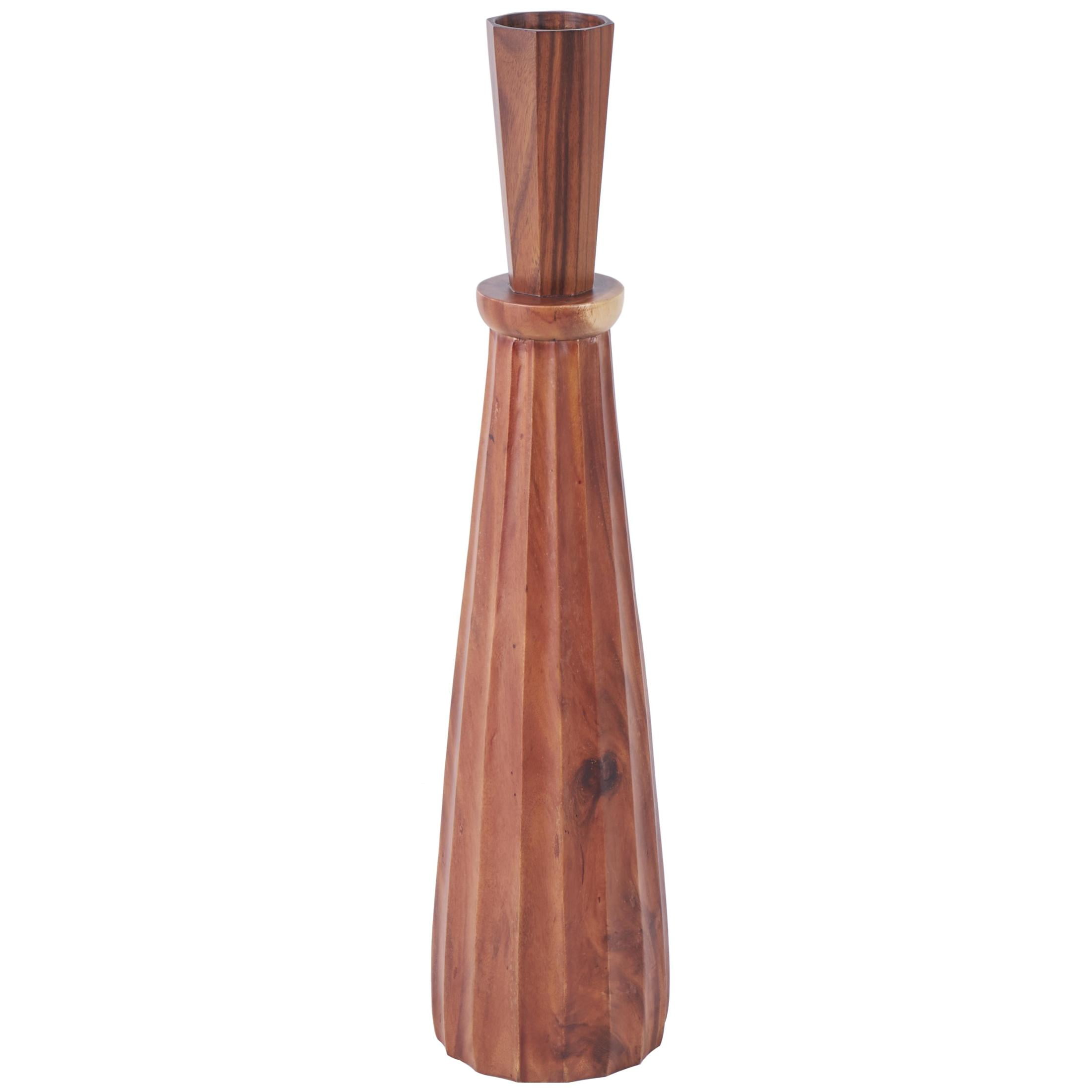 DecMode 35" Handmade Hand Turned Brown Wood Vase