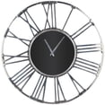 thumbnail image 1 of DecMode 35" Silver Aluminum Geometric Open Frame Wall Clock with Black Glass Center, 1 of 7