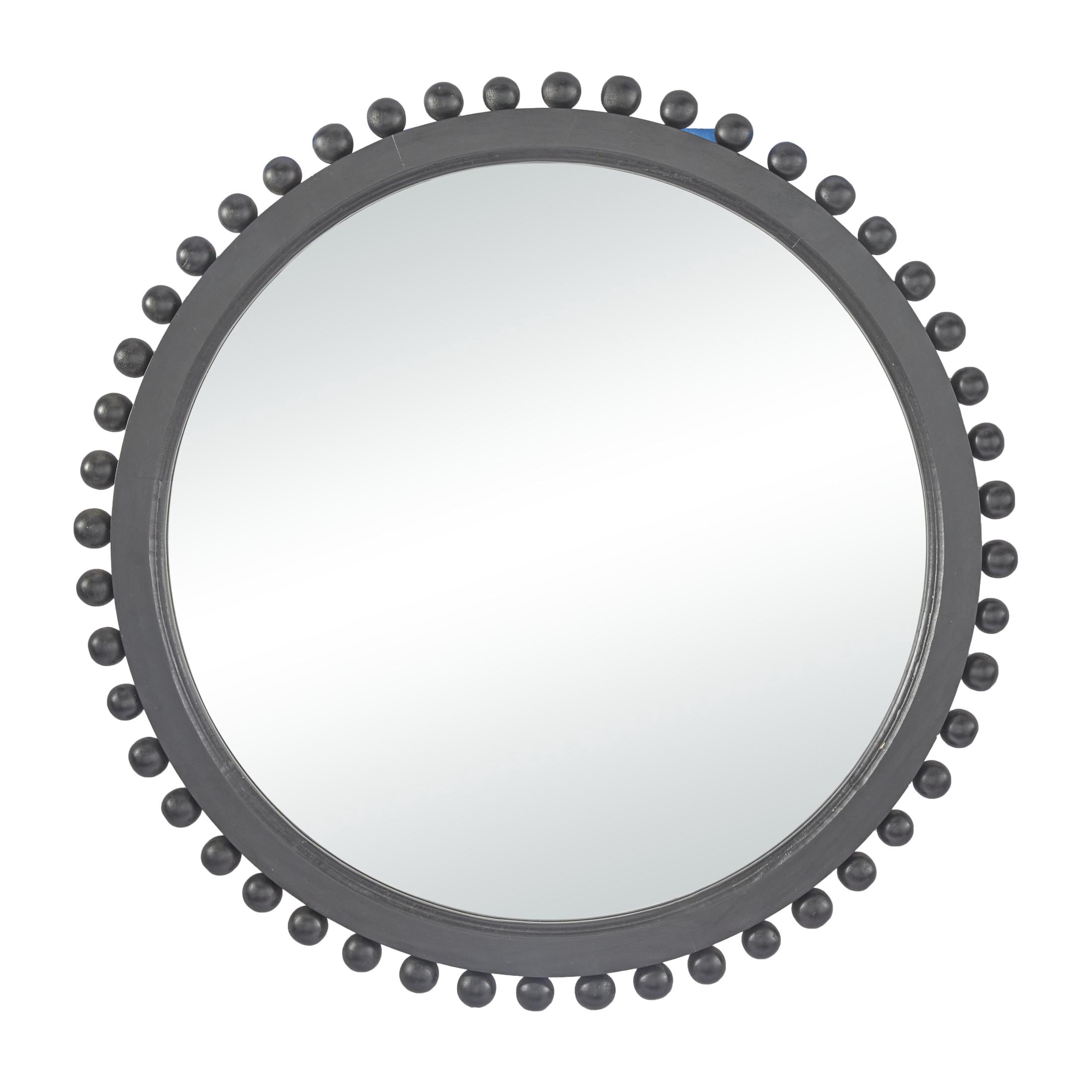 DecMode 35" x 35" Black Wall Mirror with Beaded Detailing