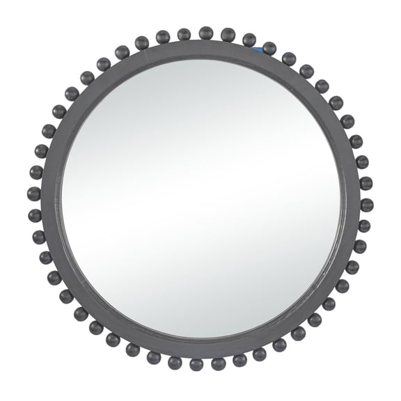 DecMode 35" x 35" Black Wall Mirror with Beaded Detailing