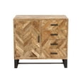 thumbnail image 1 of DecMode 35" x 35" Brown Mango Wood 4 Drawers 1 Shelf and 1 Door Geometric Cabinet with Wood Inlay, 1-Piece, 1 of 10