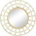 thumbnail image 1 of DecMode 35" x 35" Brown Handmade Woven Geometric Wall Mirror with Arch Design, 1 of 12