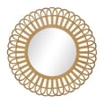 thumbnail image 1 of DecMode 35" x 35" Brown Handmade Starburst Wall Mirror, 1 of 12