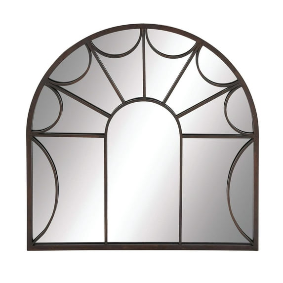 DecMode 35" x 35" Copper Window Pane Inspired Wall Mirror with Arched Top