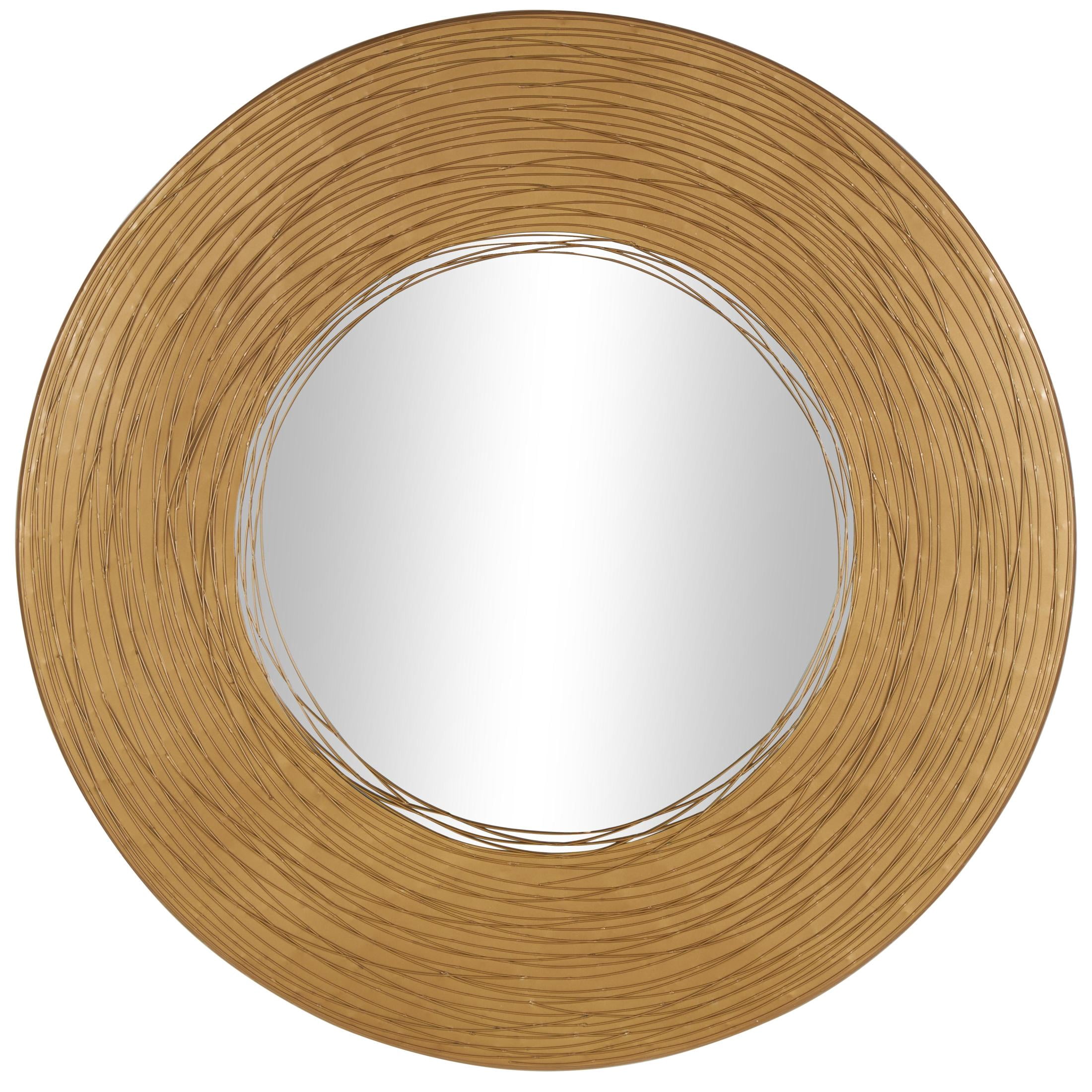 DecMode 35" x 35" Gold Abstract Wall Mirror with Overlapping Wire Rings