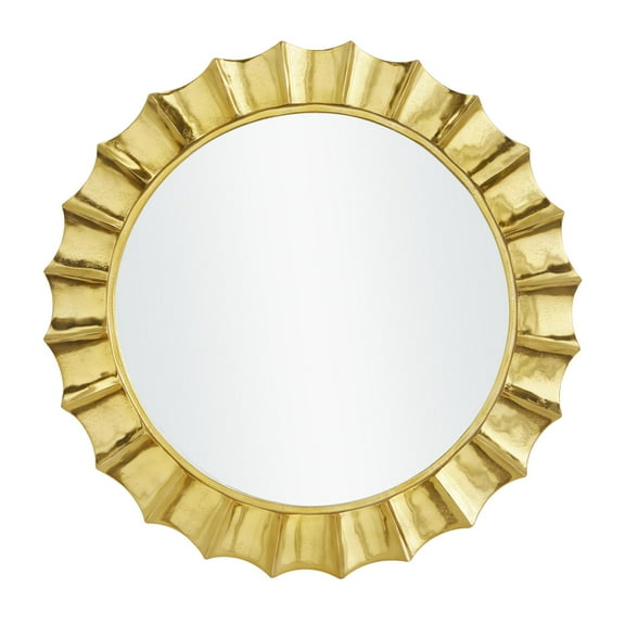 DecMode 35" x 35" Gold Starburst Wall Mirror