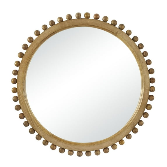DecMode 35" x 35" Gold Wall Mirror with Beaded Detailing