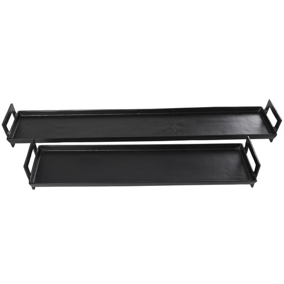 DecMode 36", 26"W Black Aluminum Metal Nesting Tray with Metal Handles, 2-Pieces