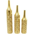 thumbnail image 1 of DecMode 36", 30", 25"H Geometric Tall Distressed Metallic Gold Metal Vase with Engraved Swirl Patterns, Set of 3, 1 of 12