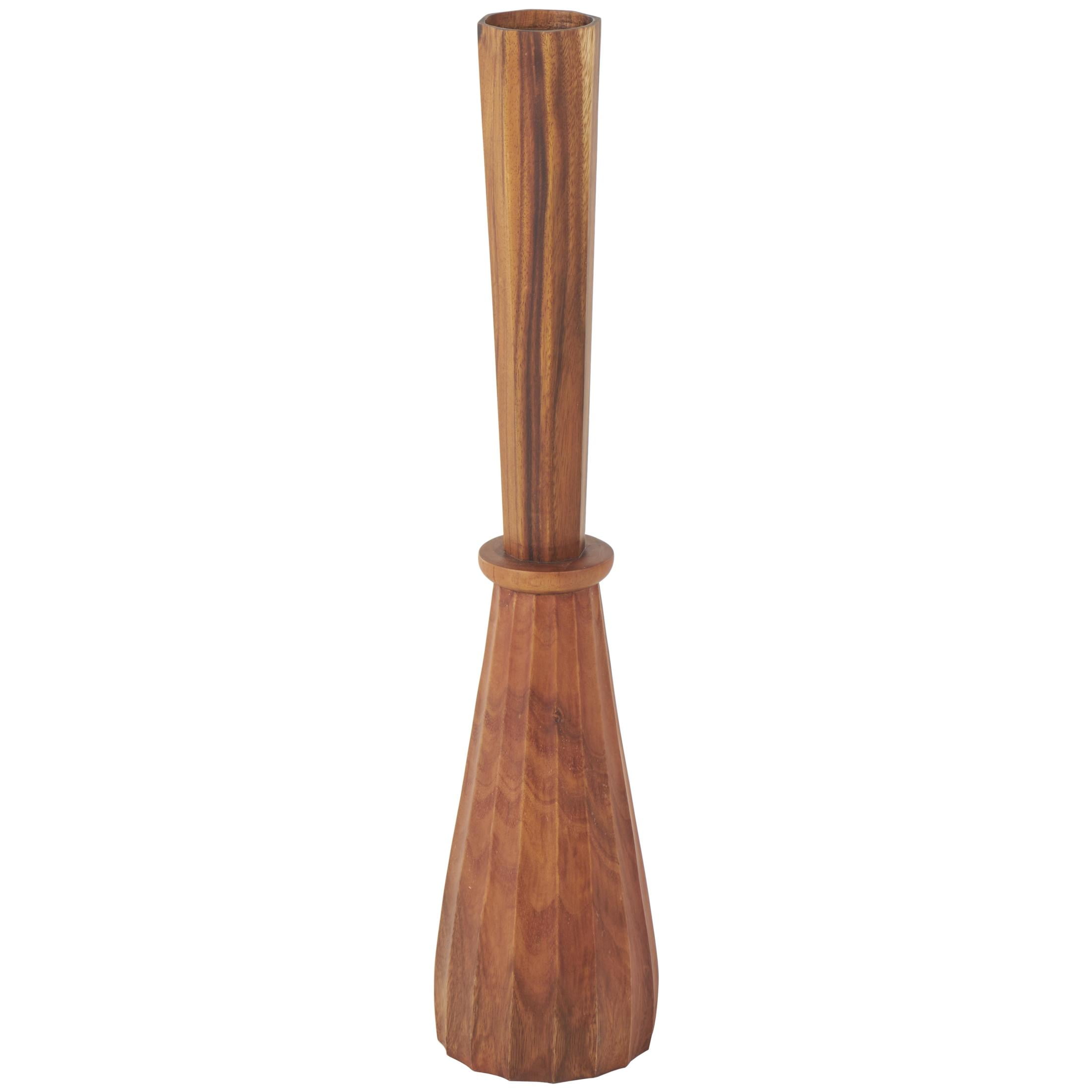 DecMode 36" Handmade Hand Turned Brown Wood Vase