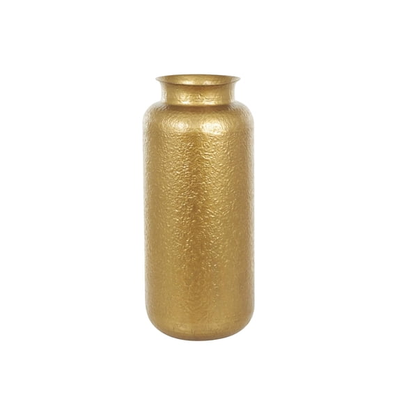 DecMode 36" Tall Textured Hammered Floor Gold Metal Vase