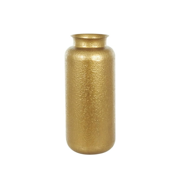 DecMode 36" Tall Textured Hammered Floor Gold Metal Vase