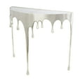 thumbnail image 1 of DecMode 36" x 32" Silver Aluminum Metal Half Moon Drip Abstract Console Table with Melting Designed Legs and Black Glass Top, 1-Piece, 1 of 12
